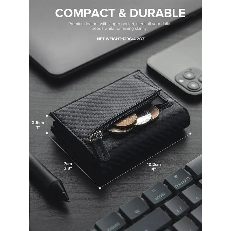 Credit Card Holder  RFID Blocking Bifold Wallet Men's Wallet with Coin Compartment and Banknote Compartment
