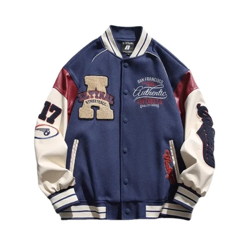 American Style Spliced Baseball Jacket Cotton Jacket Women's Autumn Winter Retro Men's Spring Summer New Couple's Outerwear