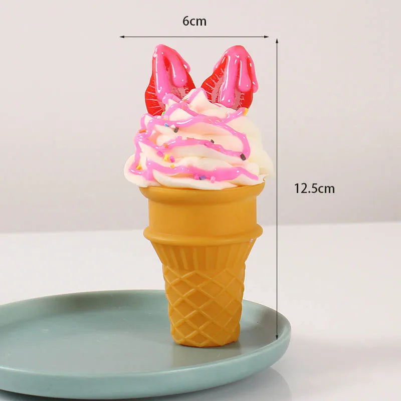 Simulated Ice Cream Realistic Artificial Fruit Cream Ice Cream Cone Model Fake Dessert Food Ice Cream Shop Ornaments Photo Props