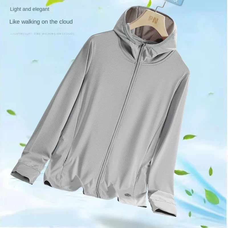 Outdoor Sunscreen Jacket Mens and Women's Summer Lightweight Breathable UV Hooded Coat Casual Running Fishing Male windbreaker