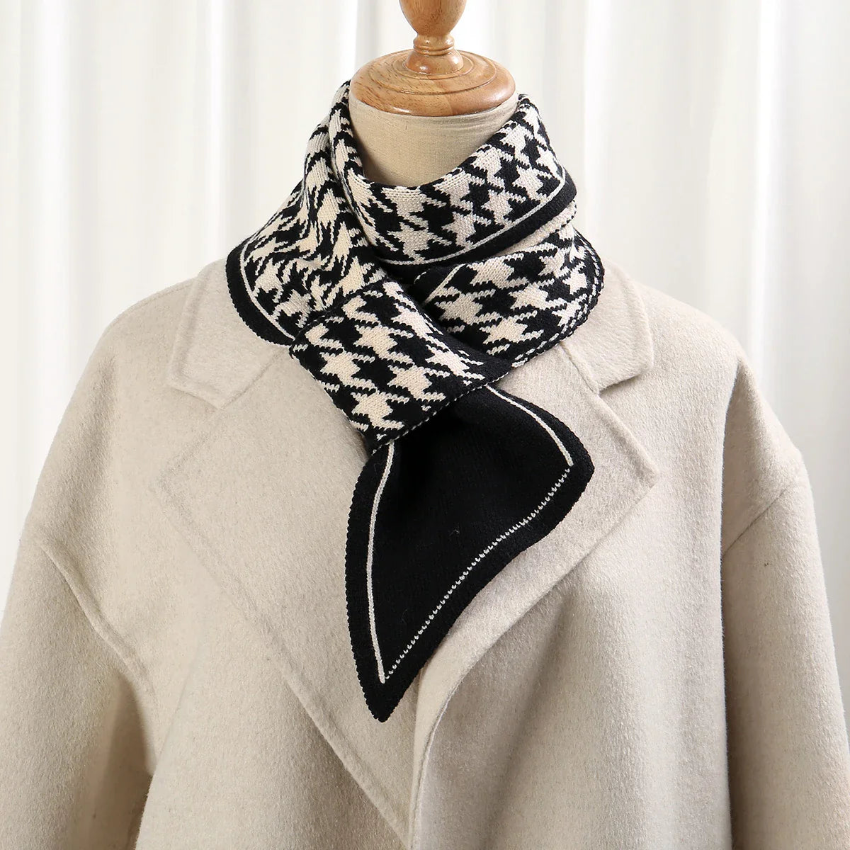 Houndstooth Plaid Luxury Brand Knitted Scarf 2023 New Scarf Women Winter Scarf Long Skinny Small Scarf Female Neckerchief Scarf