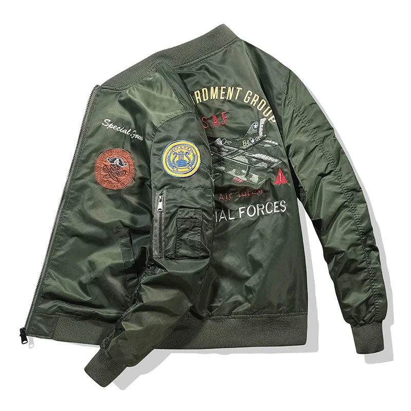 pring and Autumn US Air Force MA1 Pilot jacket Men's fashionable baseball jacket Handsome motorcycle oversized work jacket