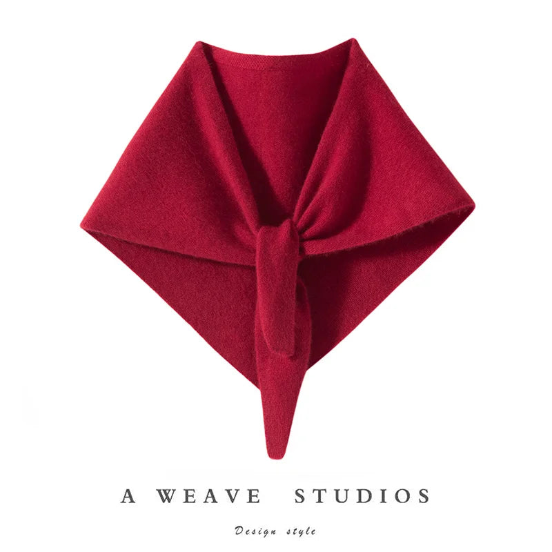 ADDONEE Women Small Triangular Scarf 100% Cashmere Knitwear Spring Autumn Simple Style Scarf Soft Comfy Cashmere Scarf