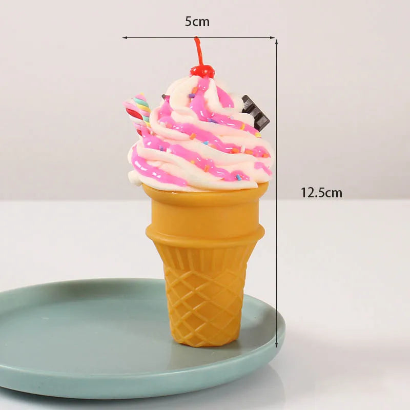 Simulated Ice Cream Realistic Artificial Fruit Cream Ice Cream Cone Model Fake Dessert Food Ice Cream Shop Ornaments Photo Props