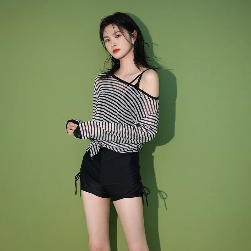New Hot Sale Of The Season Women's Three-Piece Swimsuit Sports Separate Slimming Hot Spring Long Sleeve Sunscreen Swimming Costu