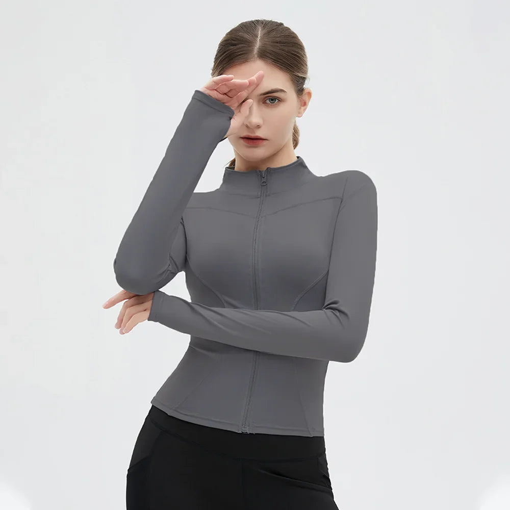 SUOTF Long Sleeve Yoga Shirt  Women Zip Fitness Yoga Shirt Winter Warm Gym Top Activewear Running Coats Yoga Shirt  Woman