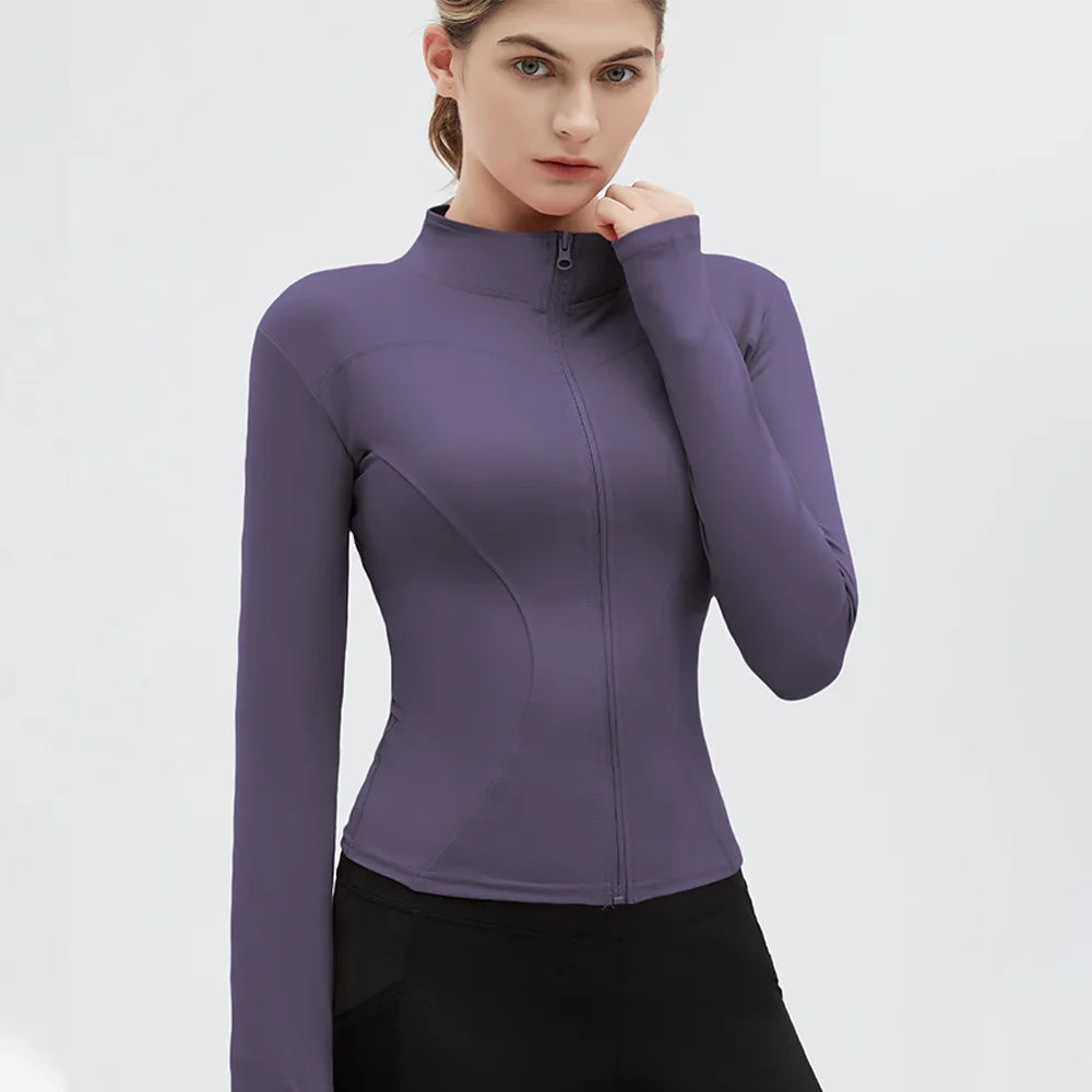 SUOTF Long Sleeve Yoga Shirt  Women Zip Fitness Yoga Shirt Winter Warm Gym Top Activewear Running Coats Yoga Shirt  Woman
