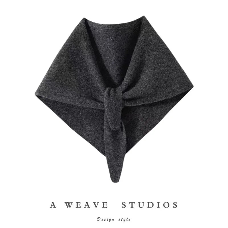 ADDONEE Women Small Triangular Scarf 100% Cashmere Knitwear Spring Autumn Simple Style Scarf Soft Comfy Cashmere Scarf