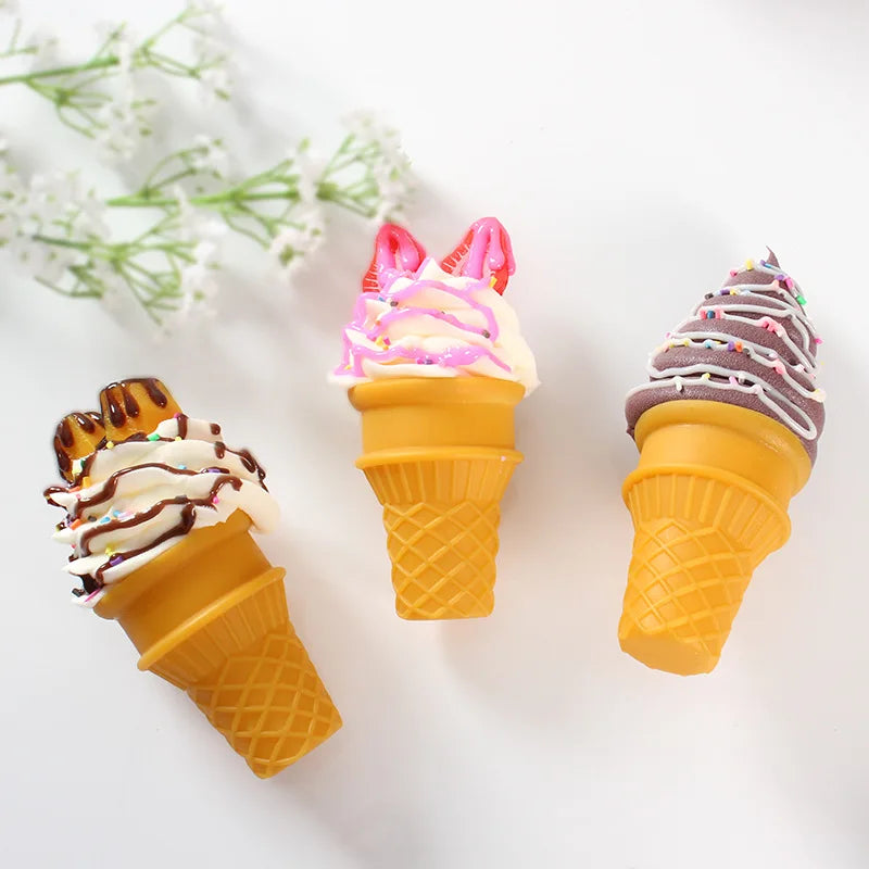Simulated Ice Cream Realistic Artificial Fruit Cream Ice Cream Cone Model Fake Dessert Food Ice Cream Shop Ornaments Photo Props