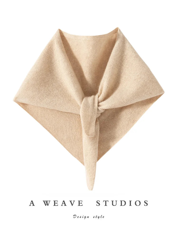 ADDONEE Women Small Triangular Scarf 100% Cashmere Knitwear Spring Autumn Simple Style Scarf Soft Comfy Cashmere Scarf