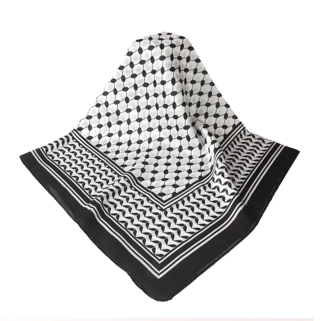 2024 New Fashion 90x90cm Square Scarf Women High Quality Palestine Scarf Keffiyeh Printed Silk Sunscreen Muslim Hijab