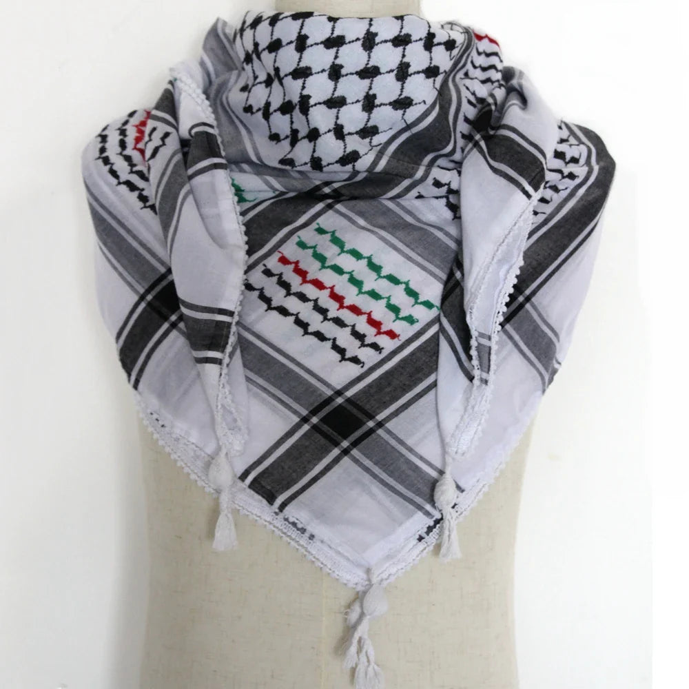 Tactical Scarf Hunting Shemagh Scarf  Outdor Sports Desert Keffiyeh Head Neck Scarf Arab Wrap with Tassel Cycling Camping Scarf