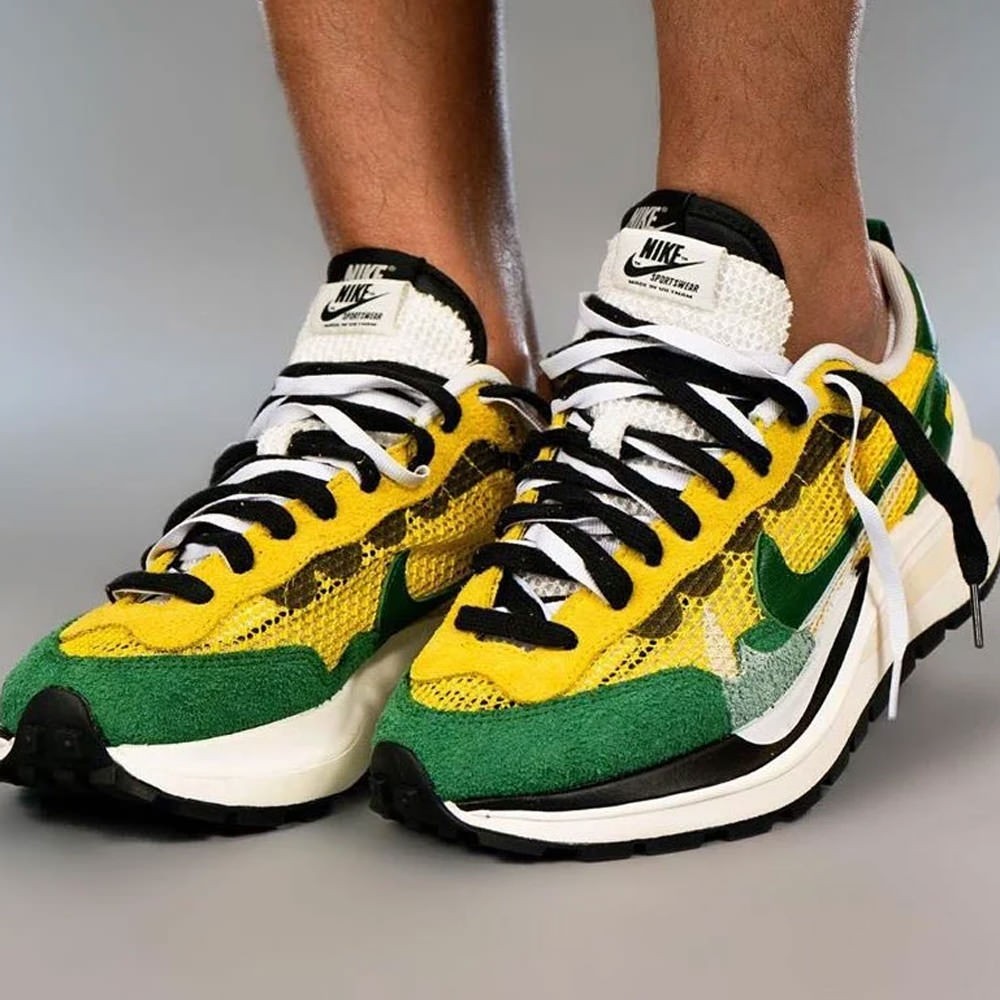 Sacai x Nike VaporWaffle Tour Yellow Stadium Green Sneakers
