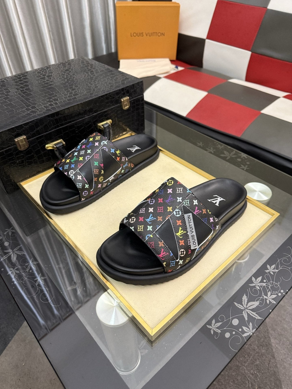 Louis Vuitton Multicolor Strap Slide Sandals — hero