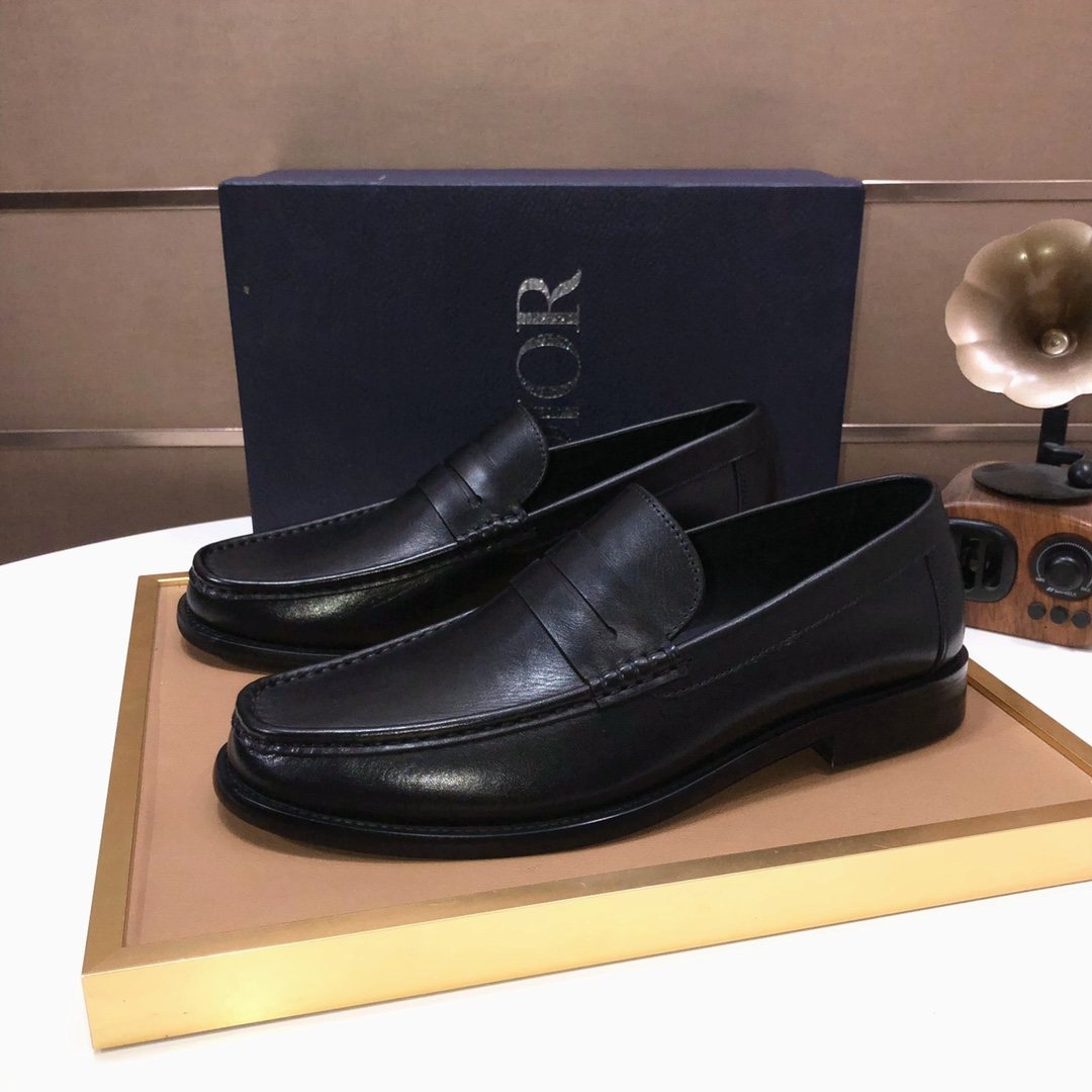 Dior Black Penny Loafers — side