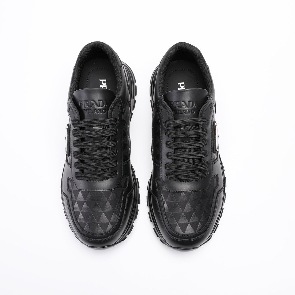 Prada Black Triangle-Plaque Sneakers — front