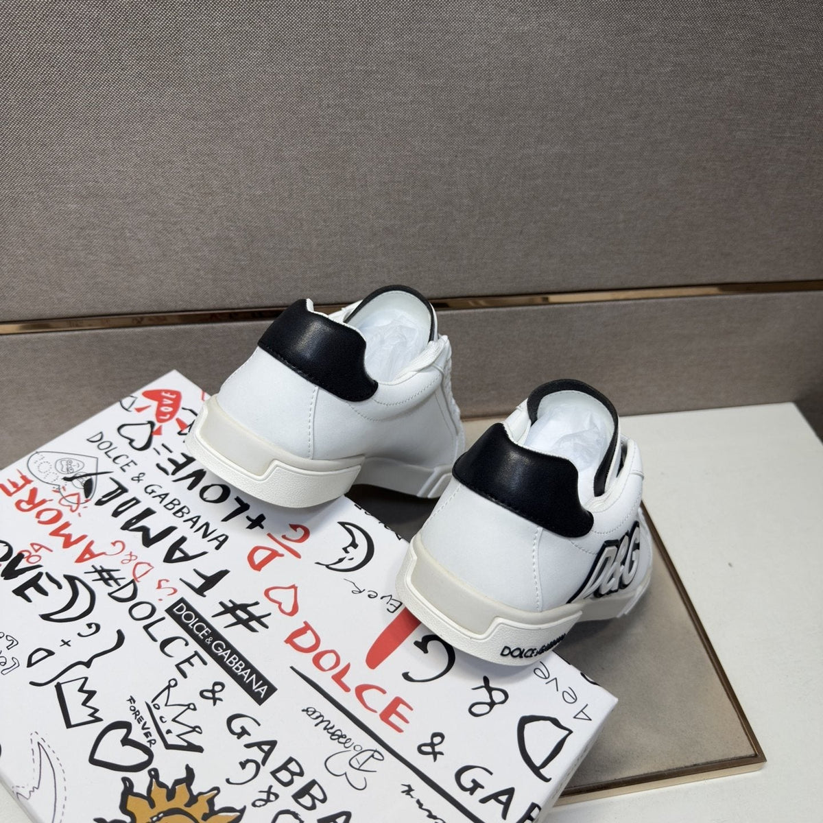 Dolce & Gabbana White Logo Low-Top Sneakers — back