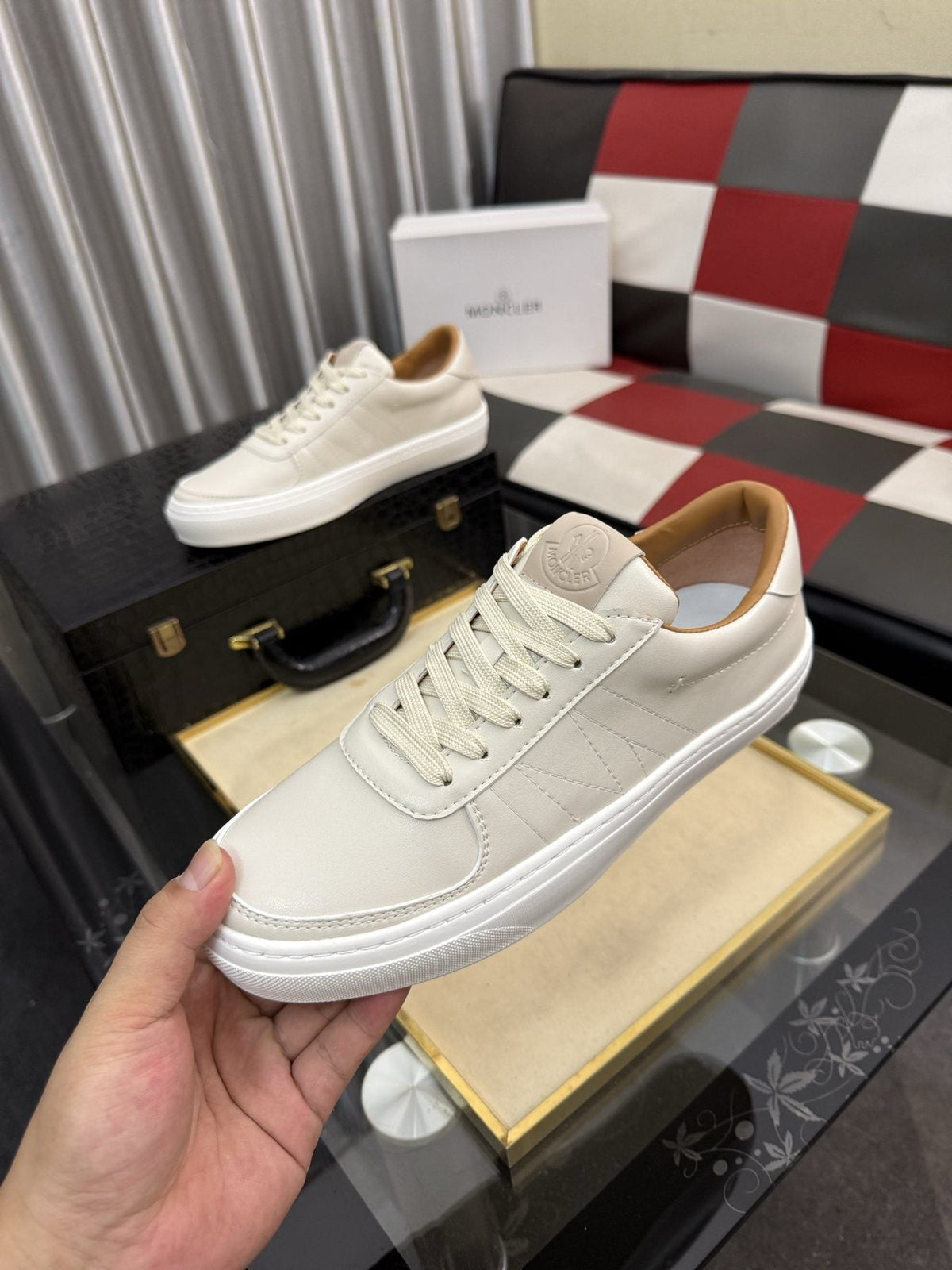 Moncler Off-White Low-Top Sneakers — model