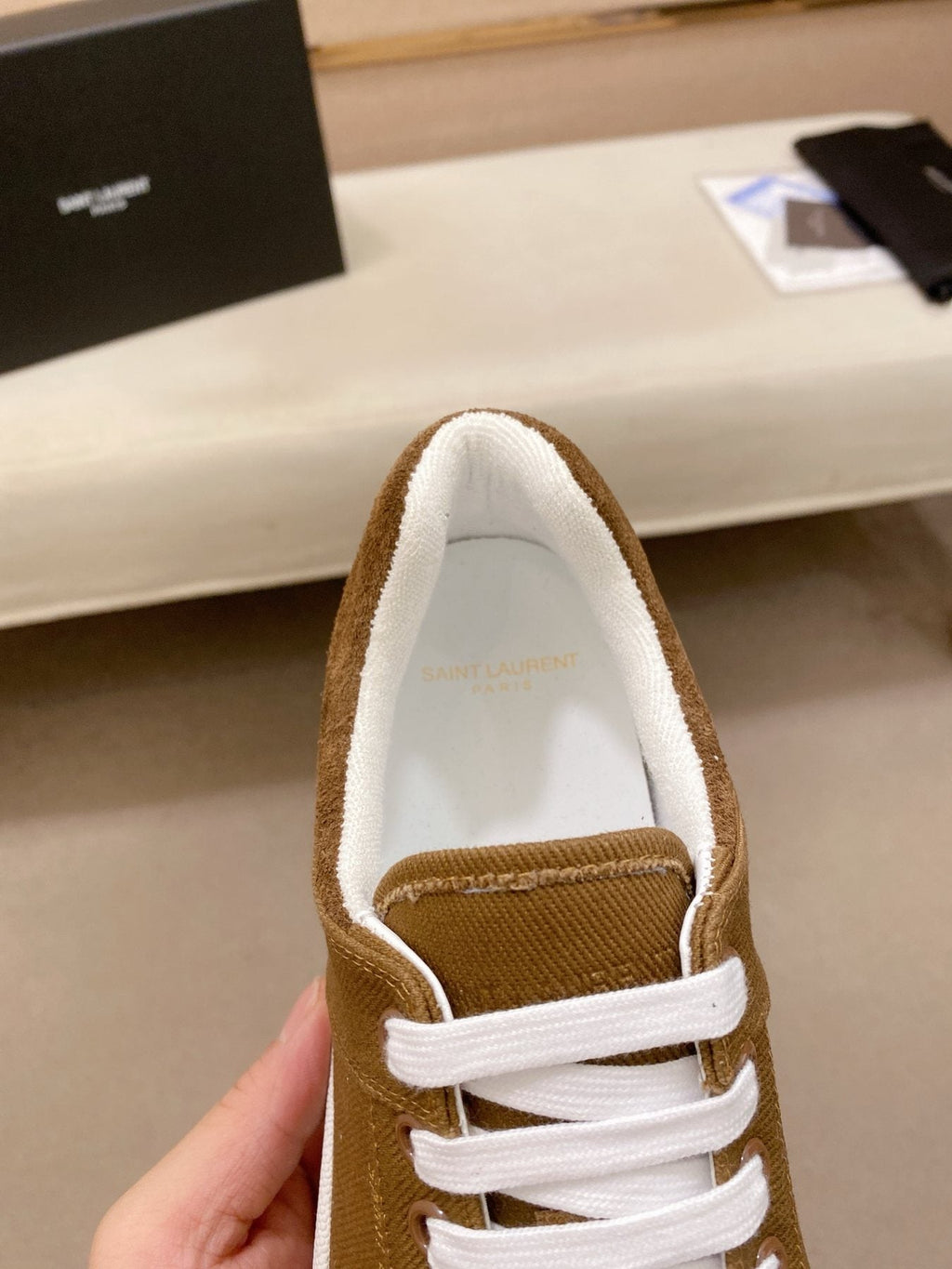 Saint Laurent Perforated Low-Top Sneakers — front