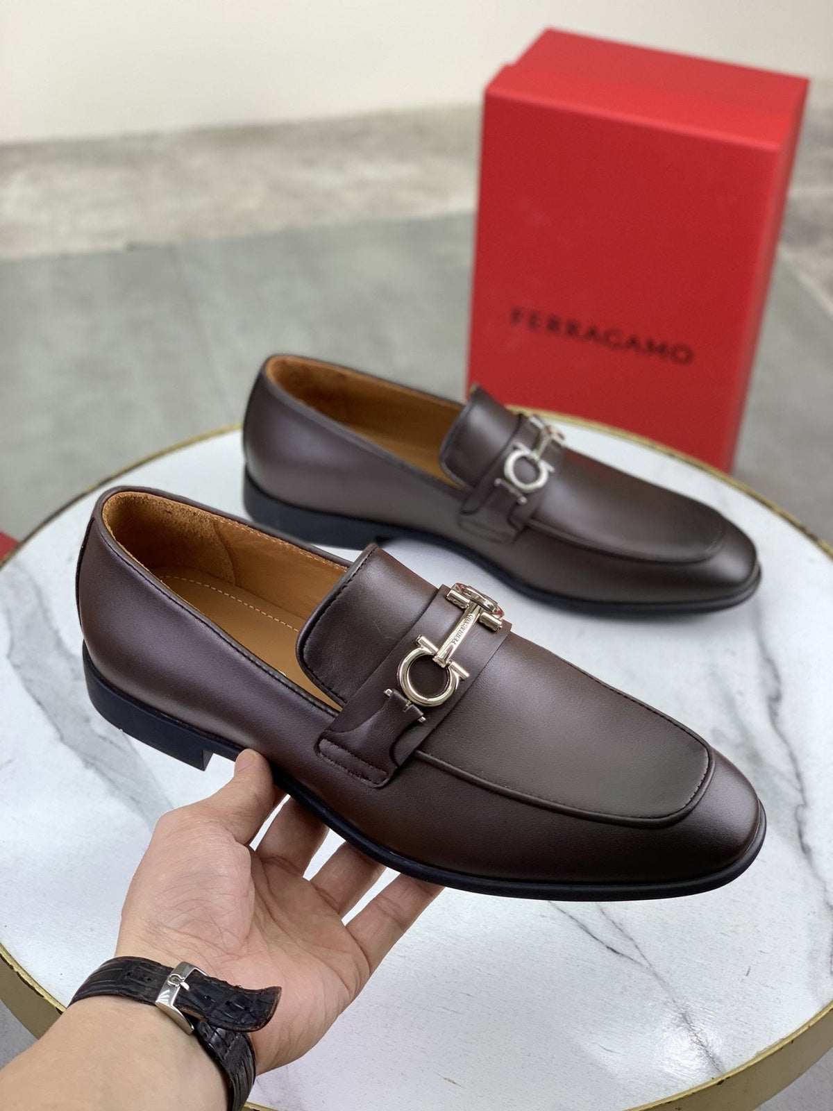 Salvatore Ferragamo Metal Bit Loafers — model