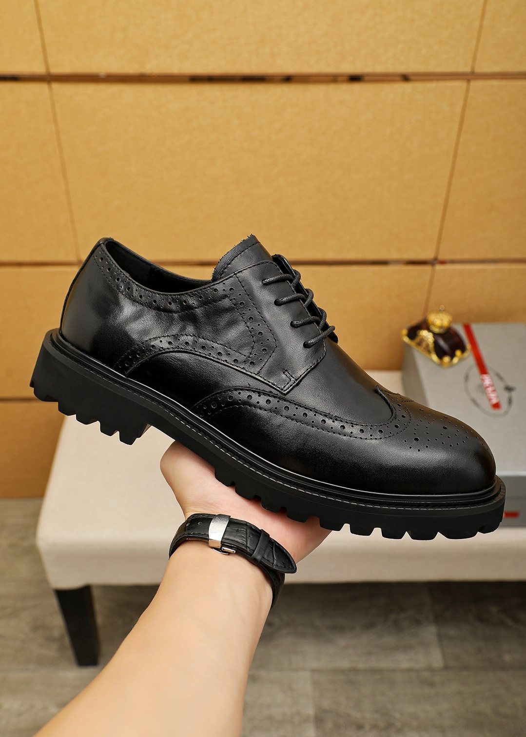 Prada Brogue Lug-Sole Derby Shoes — model