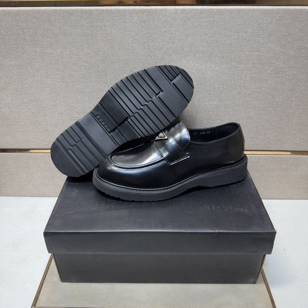 Prada Black Lug Sole Slip-On Shoes — detail
