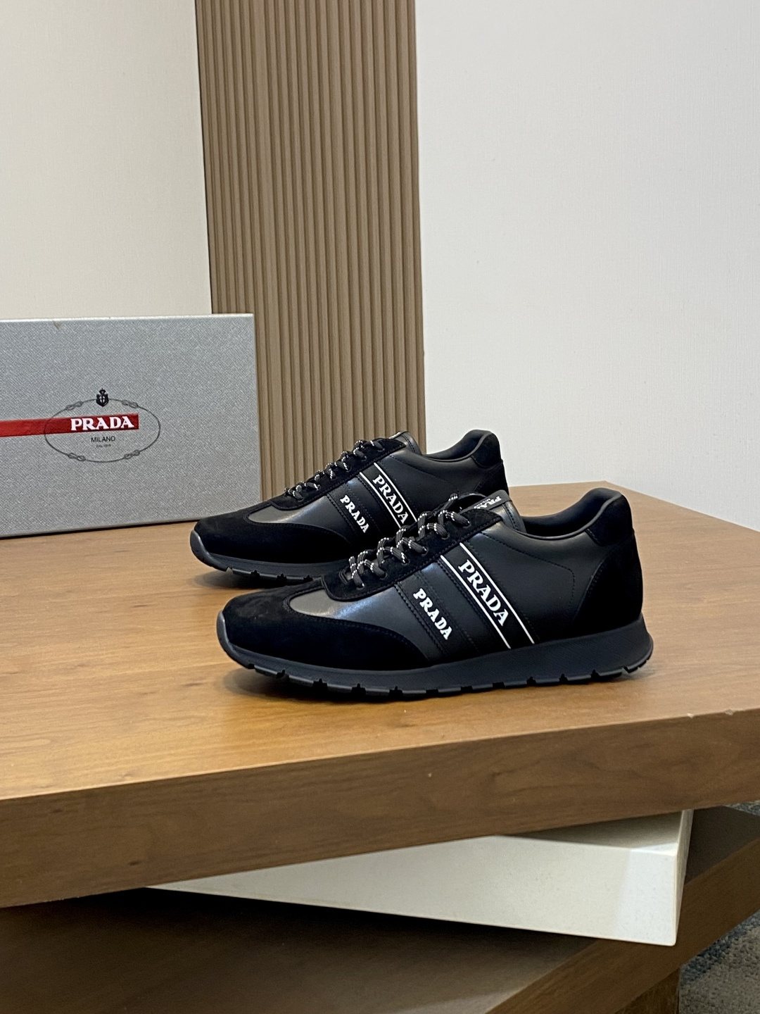 Prada Men's Geometric Panel Sneakers — front