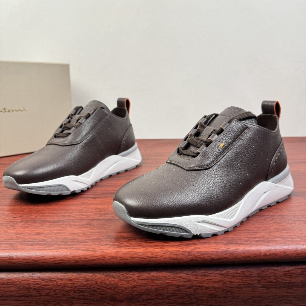 Santoni Perforated Leather Low-Top Sneakers — front