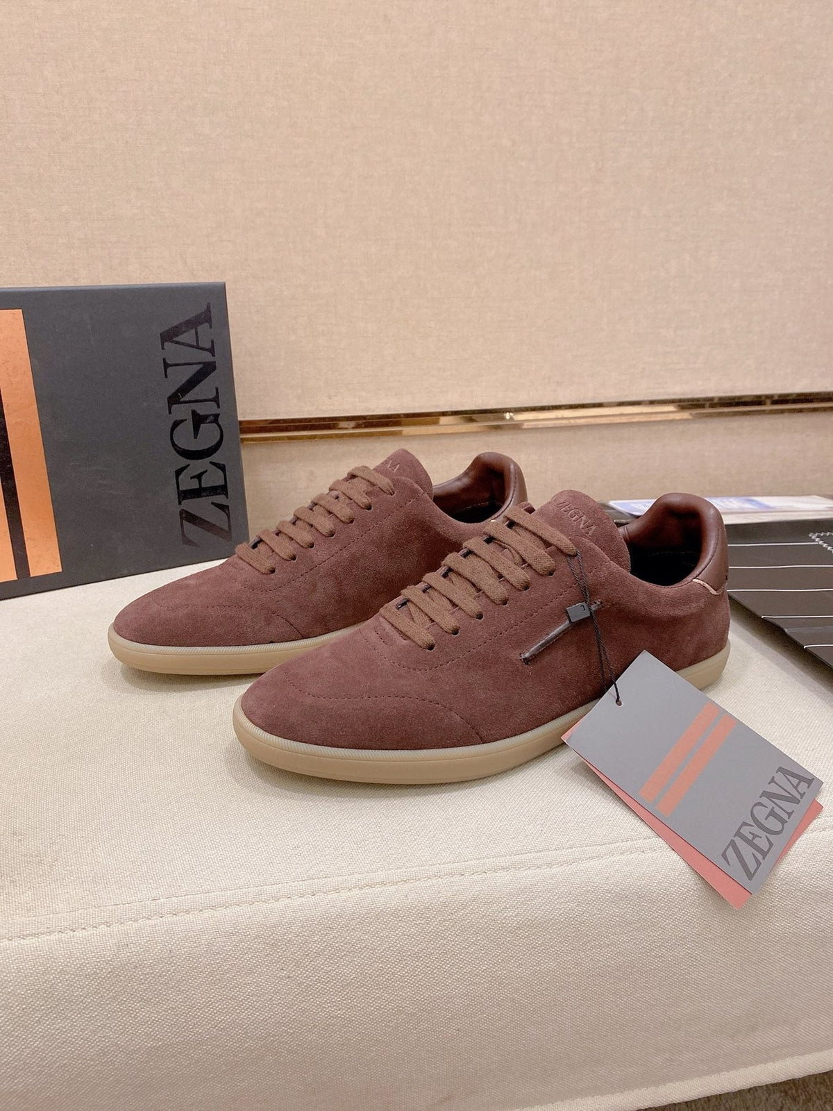 ZEGNA Suede Low-Top Sneakers — front
