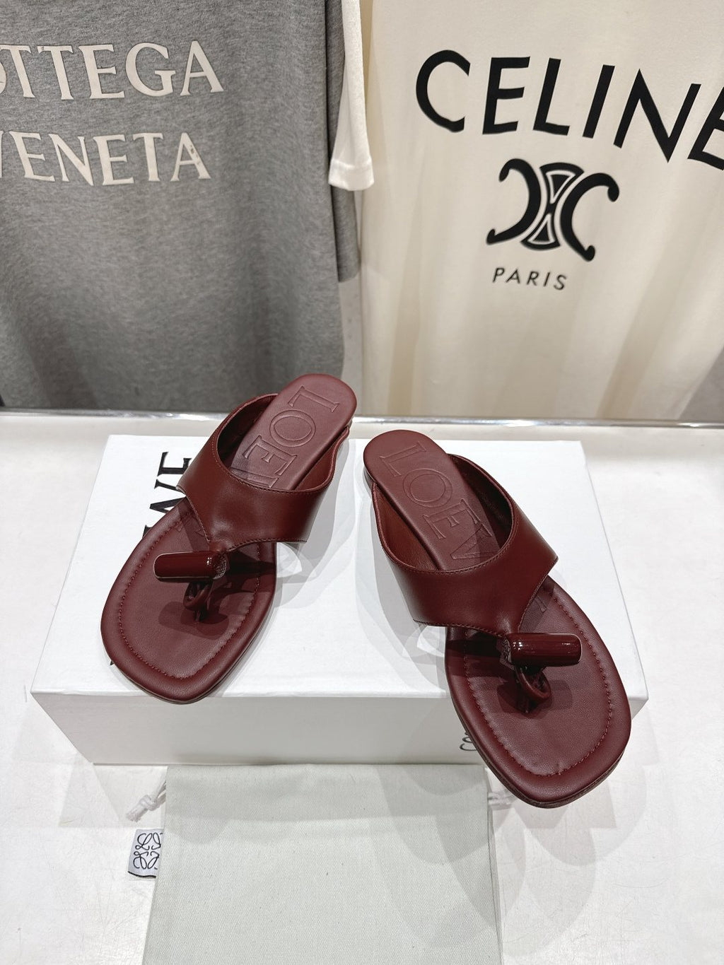 LOEWE Embossed Thong Sandals — front